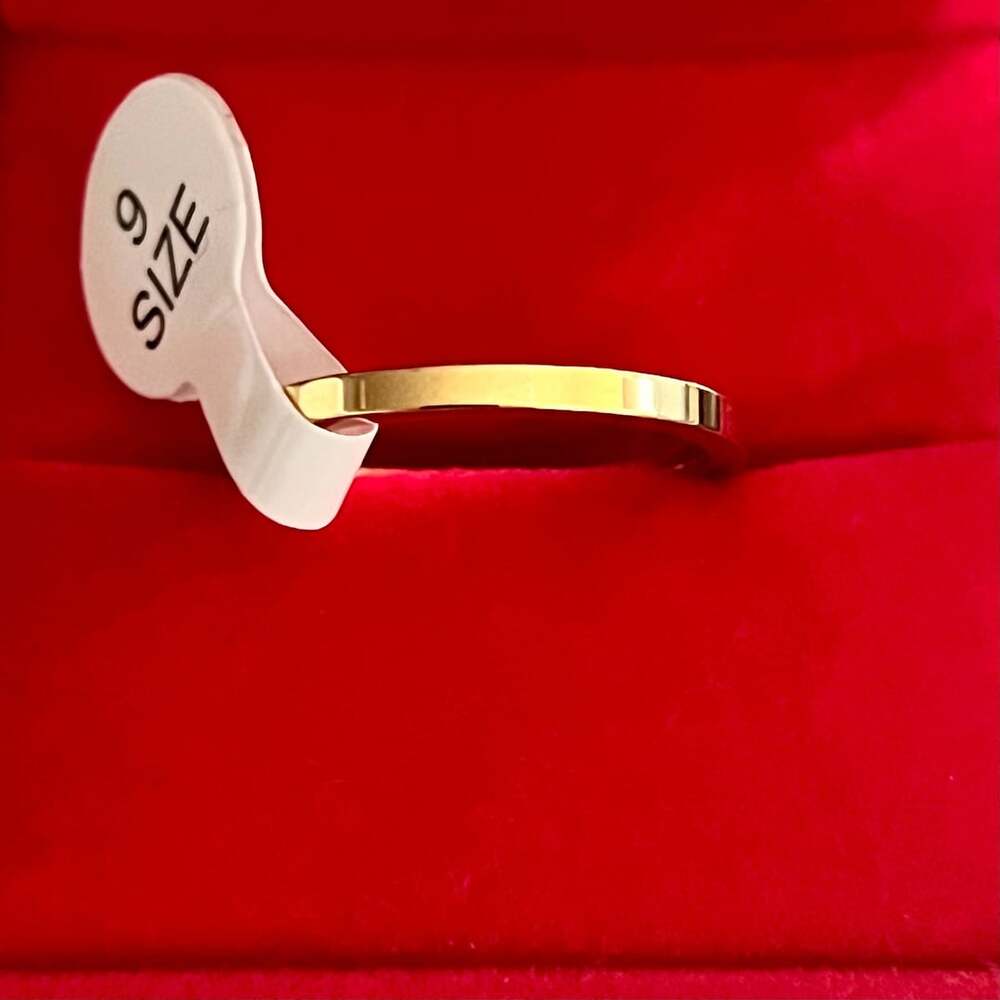 Gold 2mm Band Ring Size 9 Minimalist Stackable Flat Ring